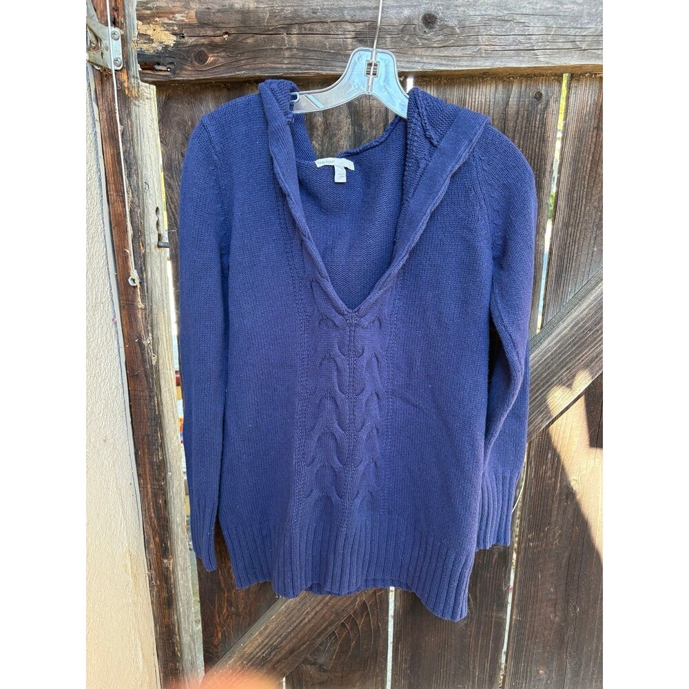 Old Navy cable-knit V-neck hoodie sweater features a cozy hood